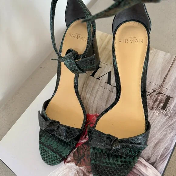 Alexandre Birman Snakeskin Ankle Strap Sandal